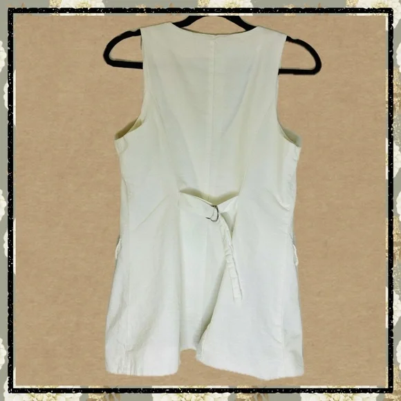 A New Day White Button Front Vest M Minimalist Tie Back Sleeveless Top - Picture 4 of 5